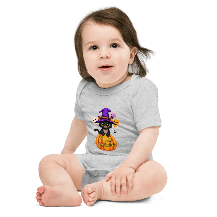 Witchy Sitting Pumpkin Cat Baby Romper Onesie product image (2)