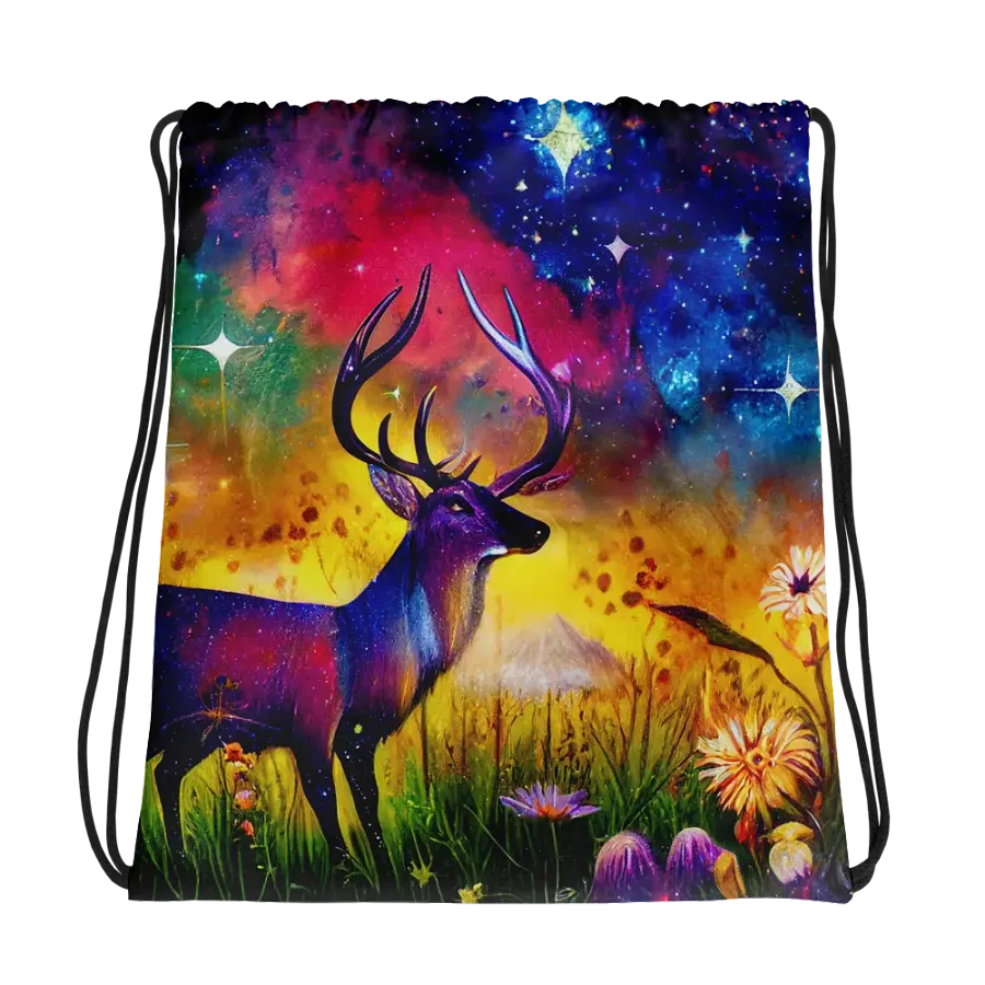 Cosmic Deer All-Over Drawstring Bag product image (1)