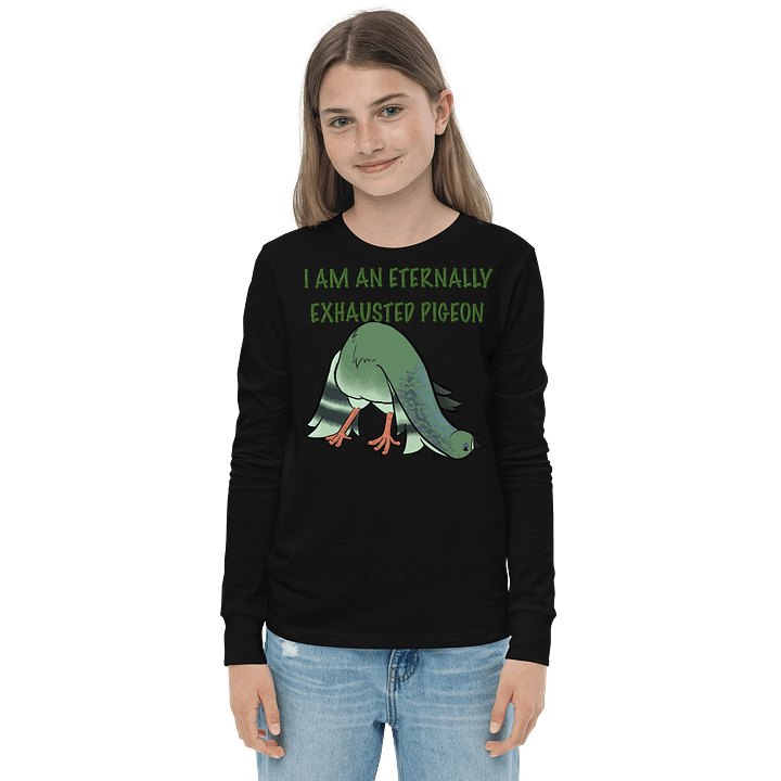 Eternally Exhausted Pigeon Youth Long Sleeve Shirt product image (1)