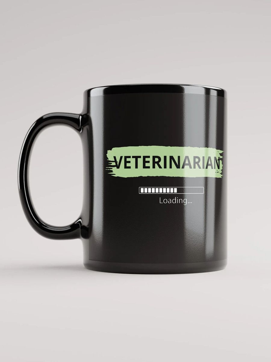 "Vet loading" black glossy mug product image (6)
