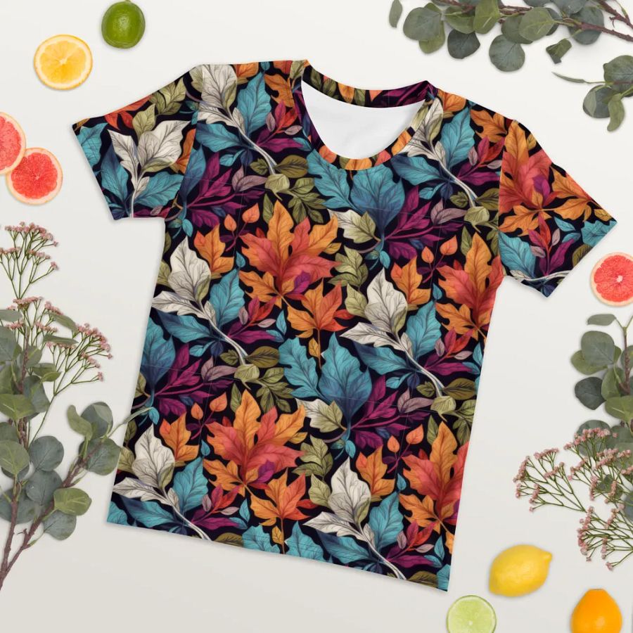 Leaf Pattern All Over Print T-shirt product image (7)
