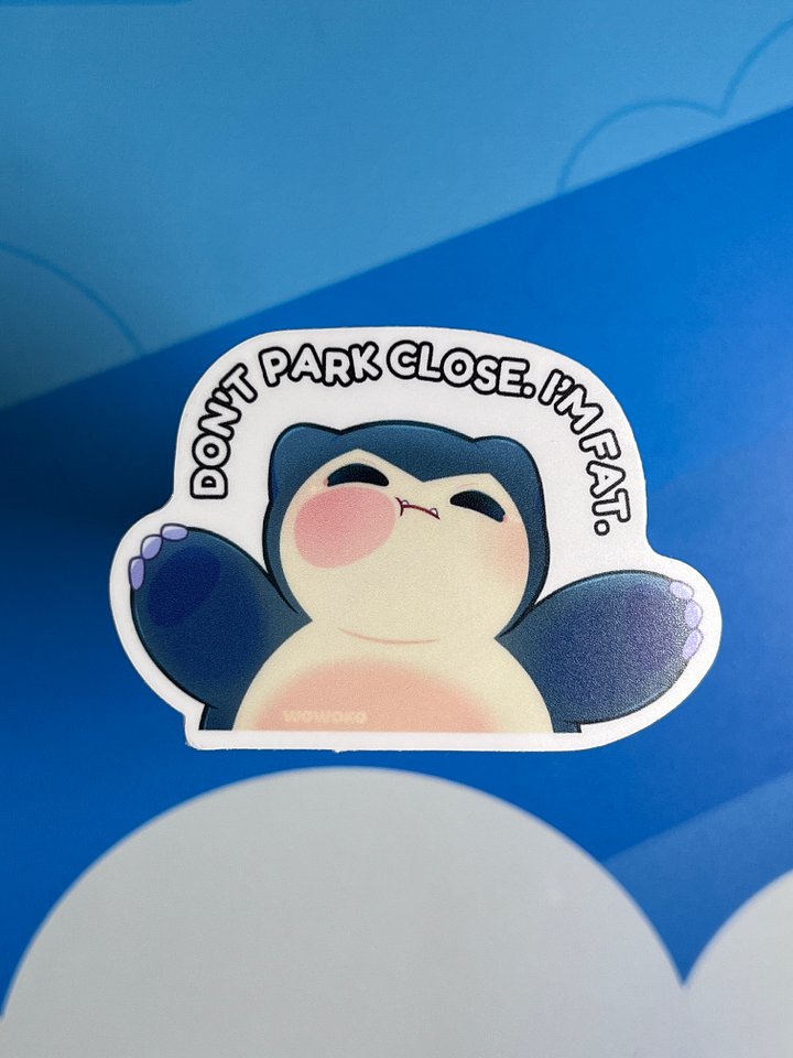 Snorlax Don't Park Close I'm Fat - Baby Peeker - Sticker product image (1)