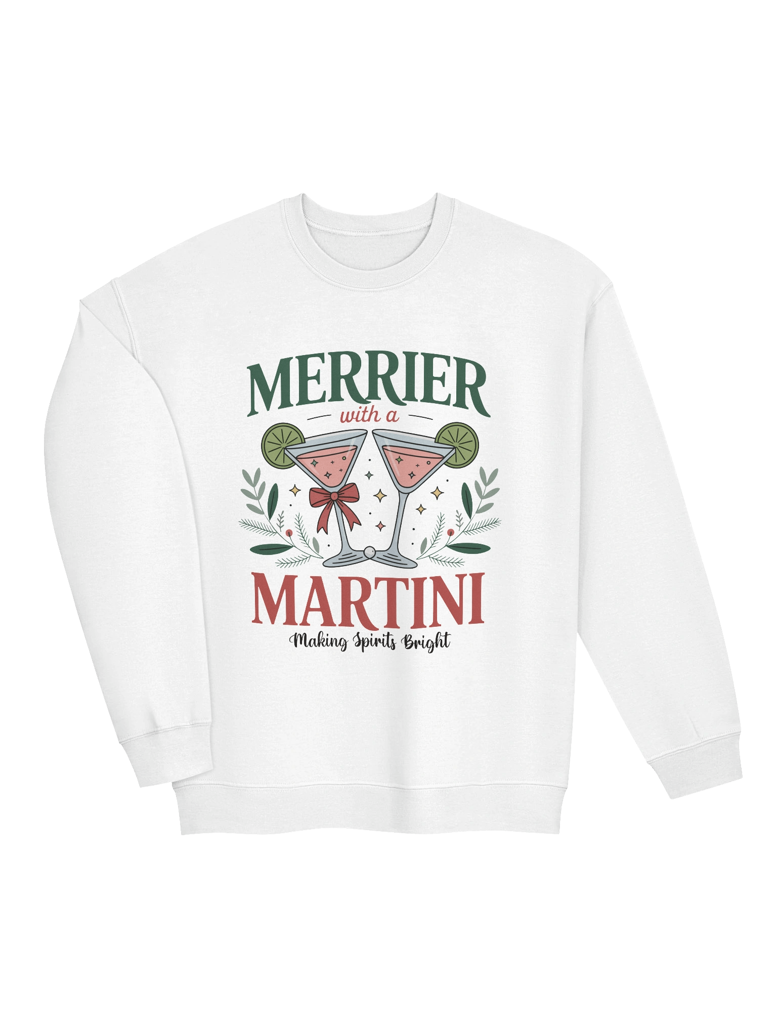 Merrier With A Martini | Funny Christmas Cocktail Sweatshirt product image (4)