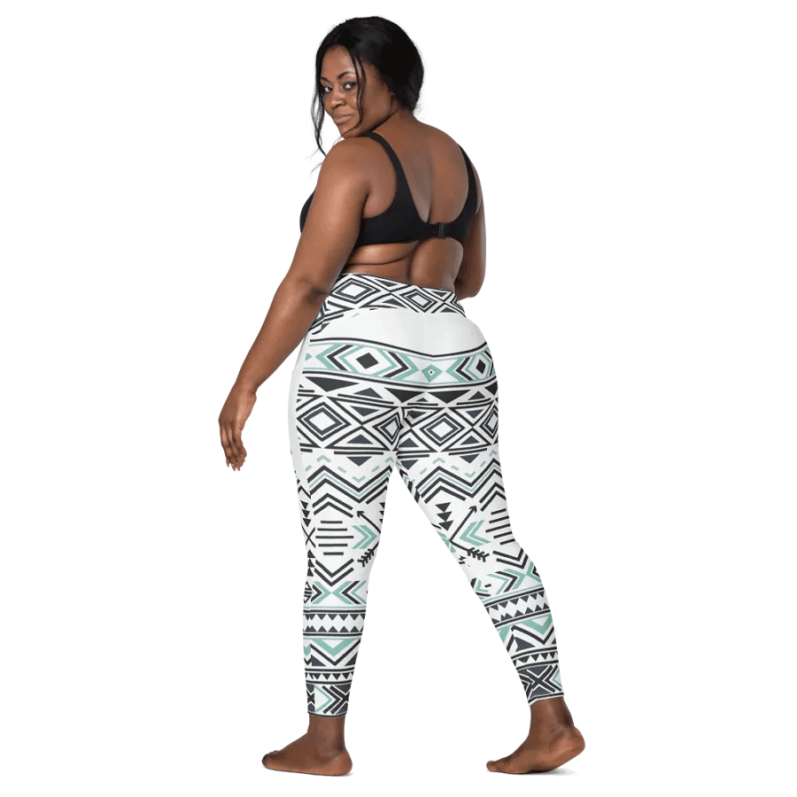 Aqua & Slate Geometric Boho Leggings with Pockets product image (7)