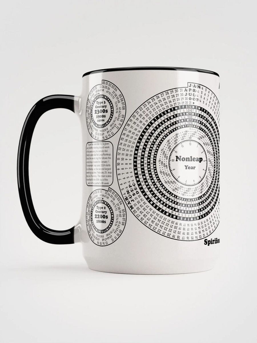 Spiriform Perpetual Calendar 15oz Ceramic Mug with Color Inside product image (2)