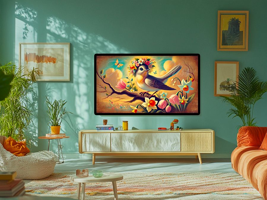 Spring Frame TV Art, Bird Floral Crown Painting, Art for Samsung Frame TV, Digital Download product image (4)