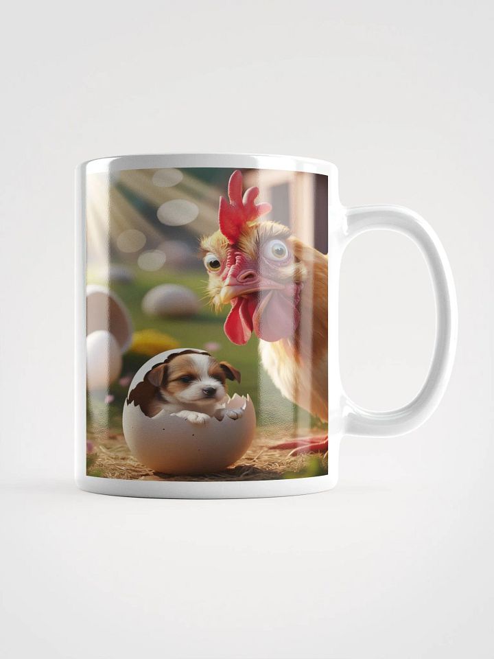 Shocked Chicken & Puppy Glossy White Mug product image (1)