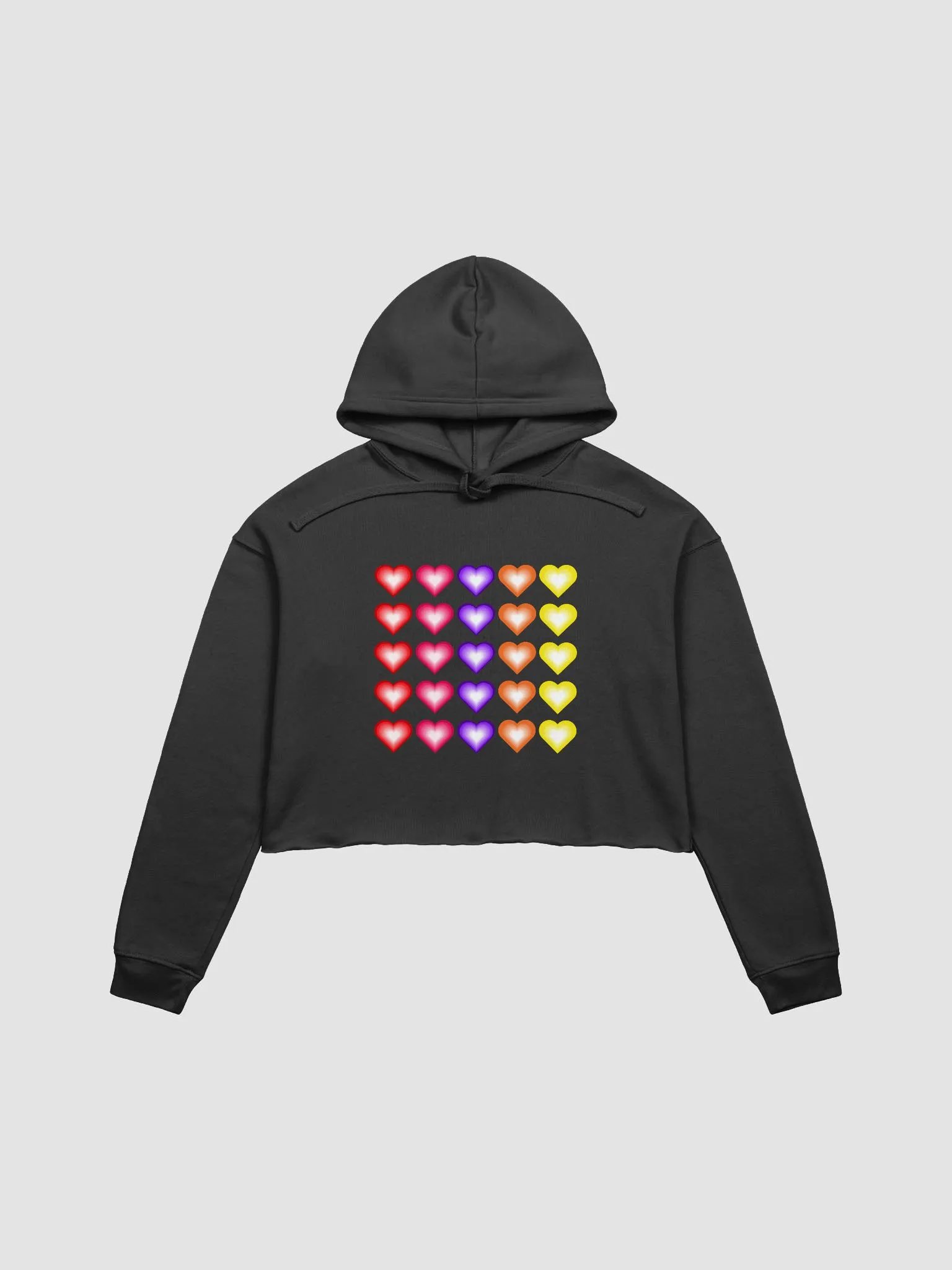 Vibrant Colorful Valentine's Hearts Fleece Crop Hoodie product image (5)
