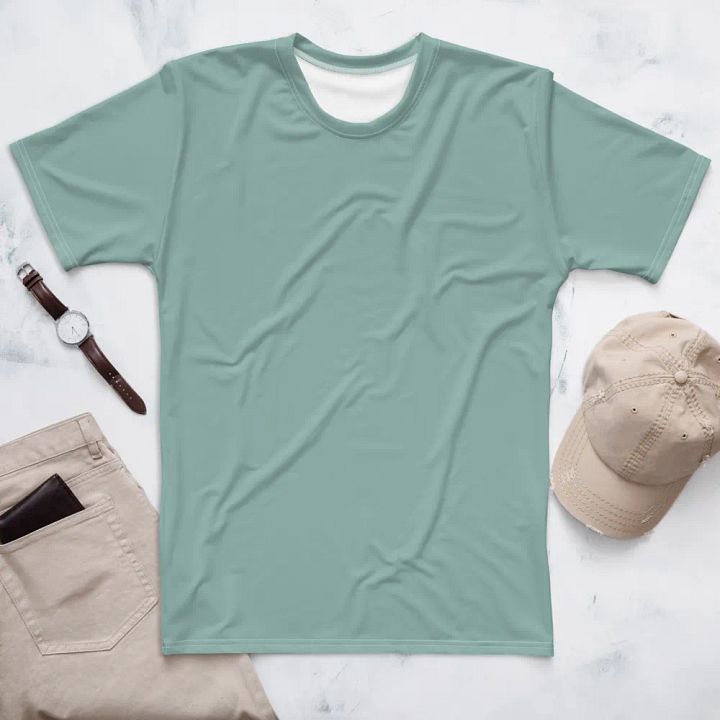Plain Light Teal Green Soft Summer Men's Crewneck Polyester Heavyweight Premium T-Shirt by Treasure Pie product image (1)
