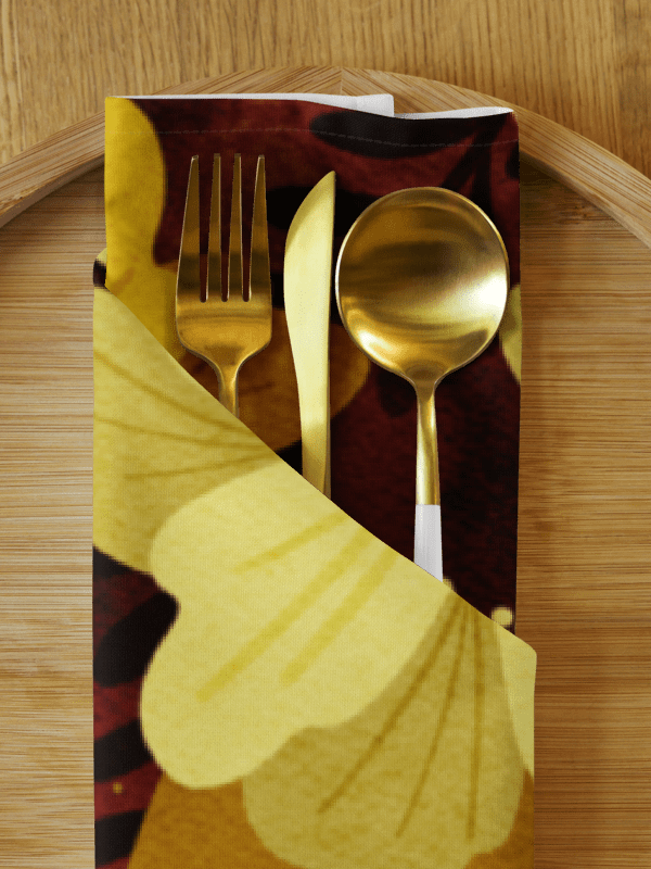 Watercolor Florals Yellow Brown Cloth Napkins 4pcs product image (1)