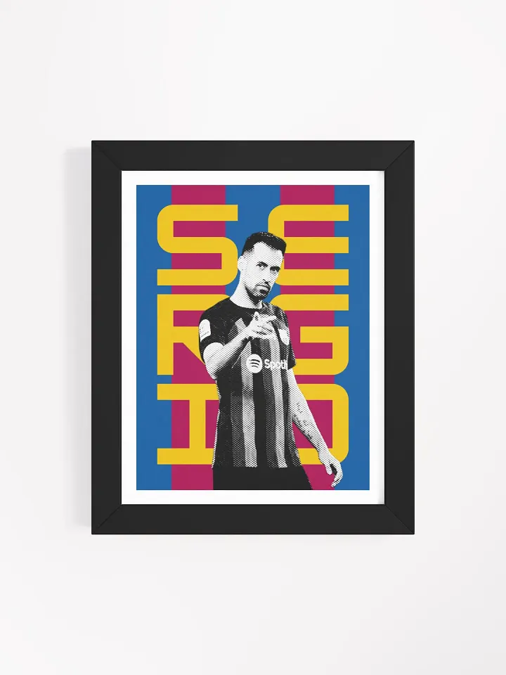 Sergio Busquets BW Barcelona Name Art Framed Print product image (2)