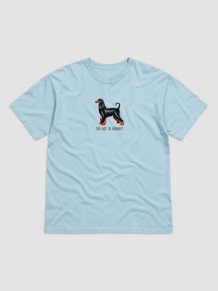 Too Hot To Houndle T-Shirt(Embroidered) of an Afghan Hound(Black & Tan) product image (33)