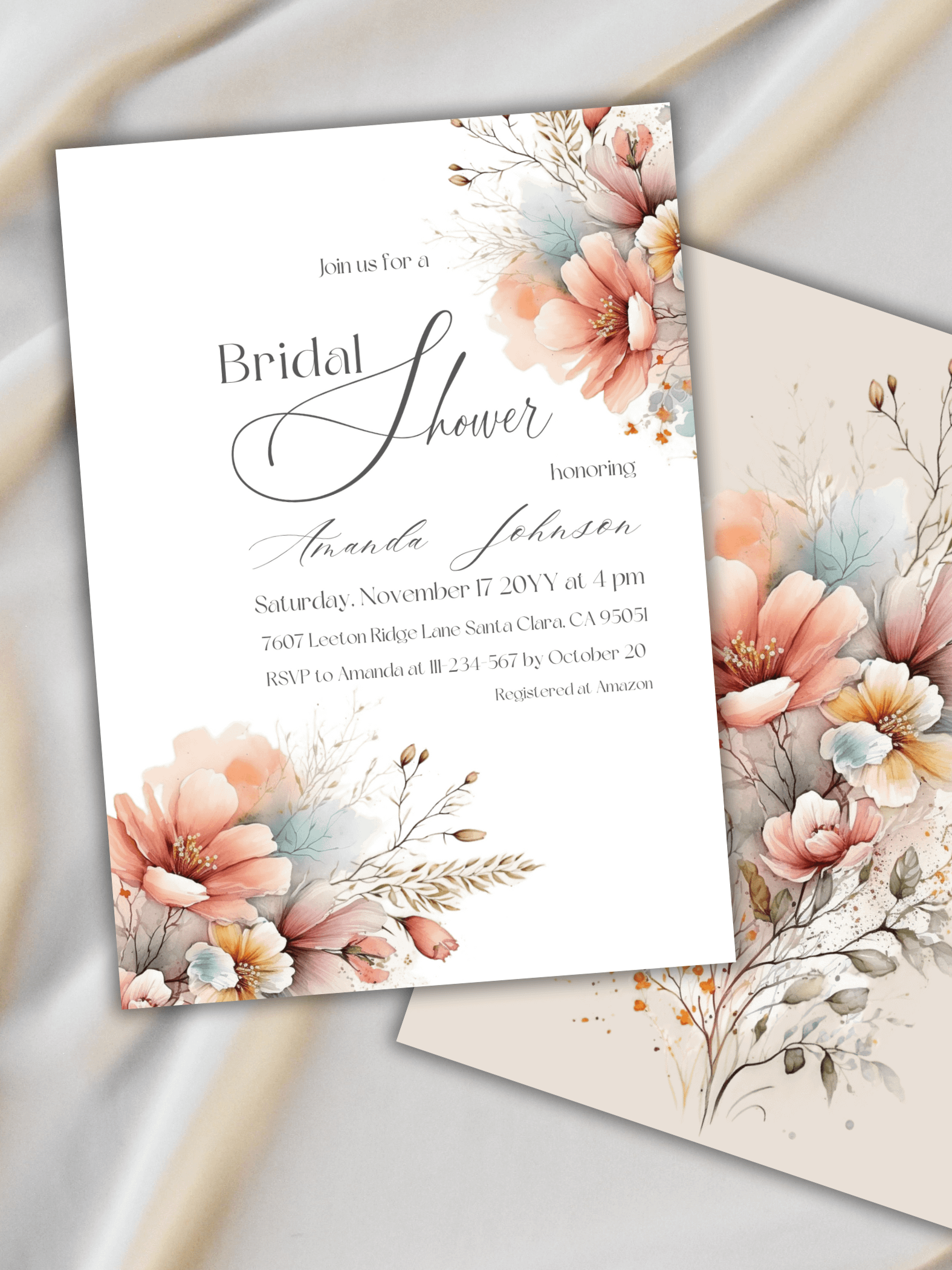 Boho Bridal Shower Invitation for a Rustic Floral Party Theme, Wildflower Themed Wedding Shower Invite Canva Template, Digital Download product image (2)