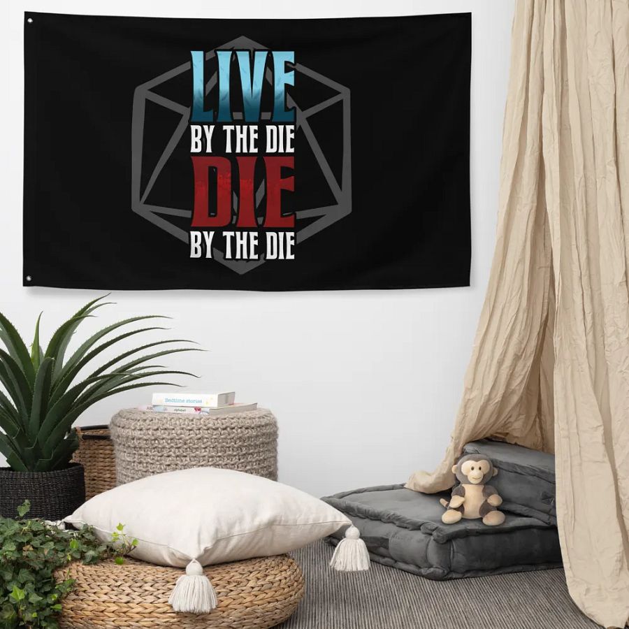 Live by the Die, Die by the Die Horizontal Flag (Black) product image (5)