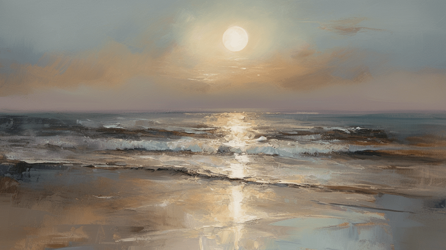 Vintage TV Art Seascape Painting - No Frame, Digital Download product image (1)