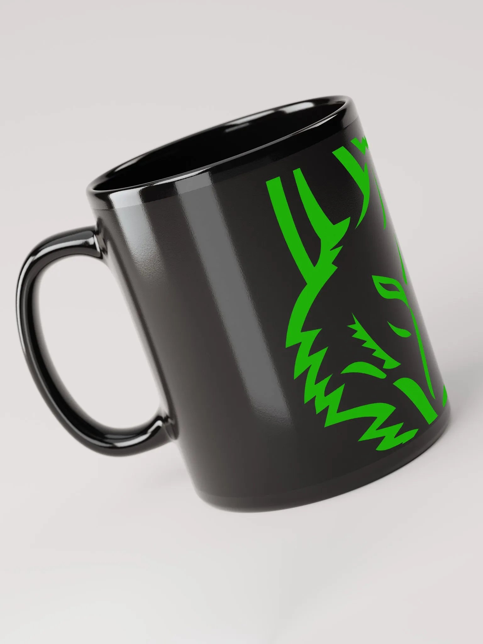 Green Tribal Coyote Black Mug product image (5)