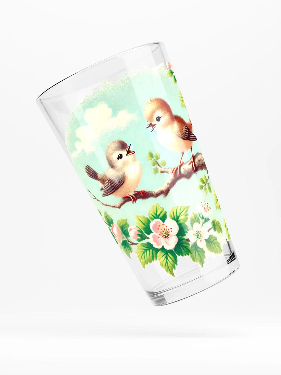 Whimsical Birds on a Tree Branch 16 oz Glass product image (4)