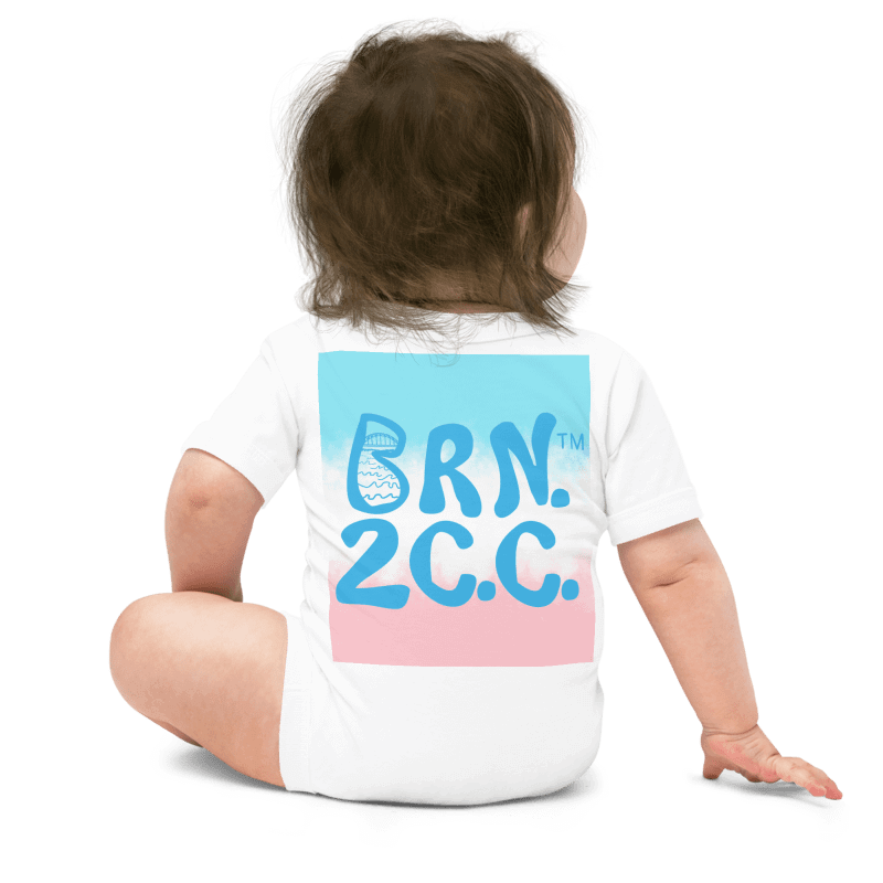 BOURNE to Cape Cod™ | Baby One-Piece with Snaps | BRN.2C.C.™ Logo Back | Ultra-Soft Cotton Bodysuit for Coastal Cuties | Deep Sky Blue Logos on Patriotic Pastels product image (12)