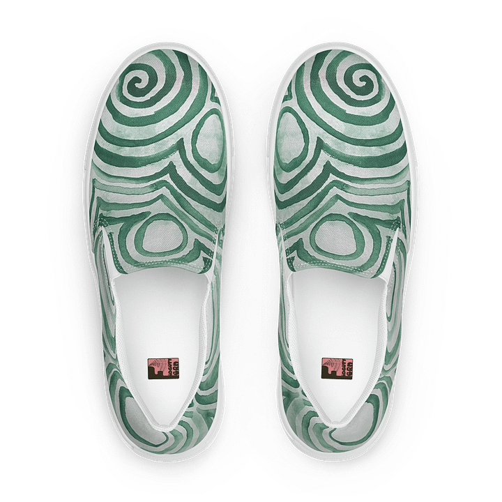 "Green Swirl" Canvas Slip On Shoes (Men's) product image (1)