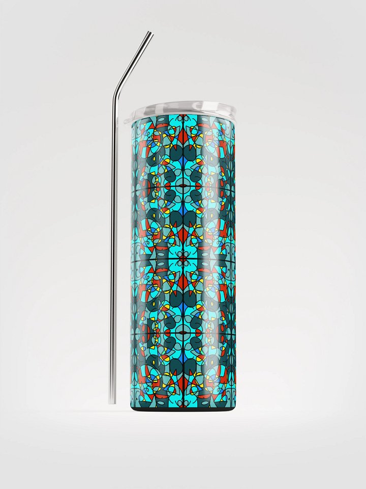 Turquoise Stained Glass – Symmetrical Pattern Stainless Steel Tumbler product image (1)