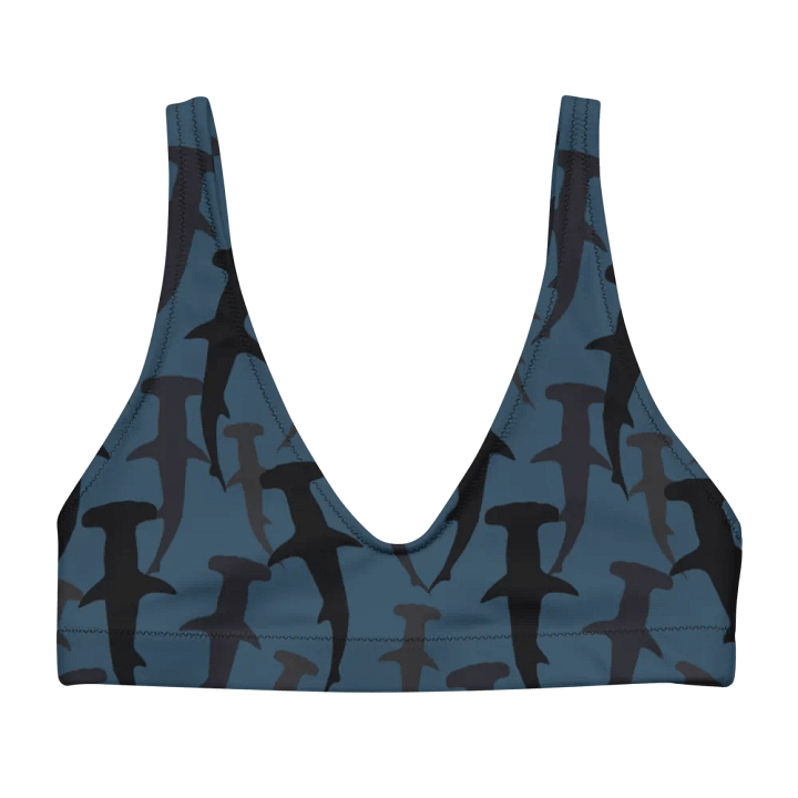 Hammerhead Sharks - Dark Ocean - Recycled Polyester - Padded Bikini Top product image (1)