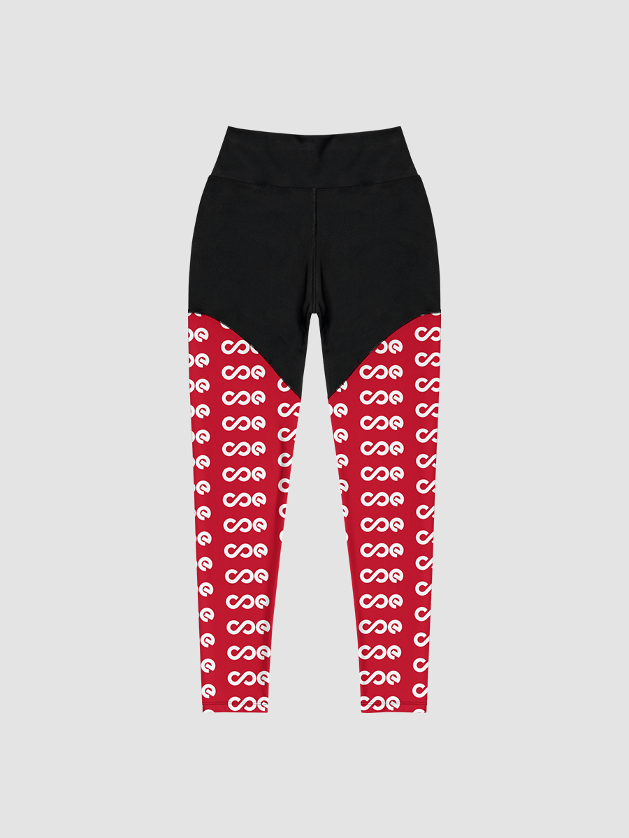 COE Premium Sports Leggings Black & Red - White Logo product image (1)