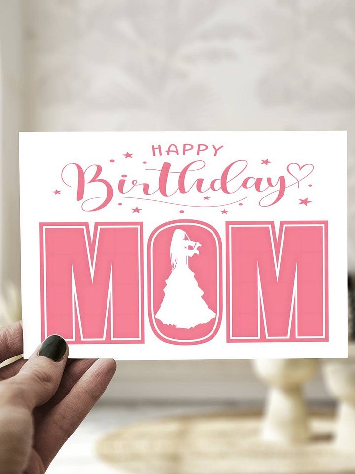 Pink Violin Mom Happy Birthday Card product image (1)