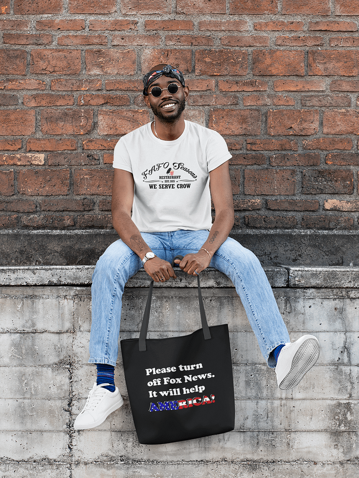 Please Turn Off Fox News. It Will Help America! (White) - Eco-Friendly Tote Bag product image (1)