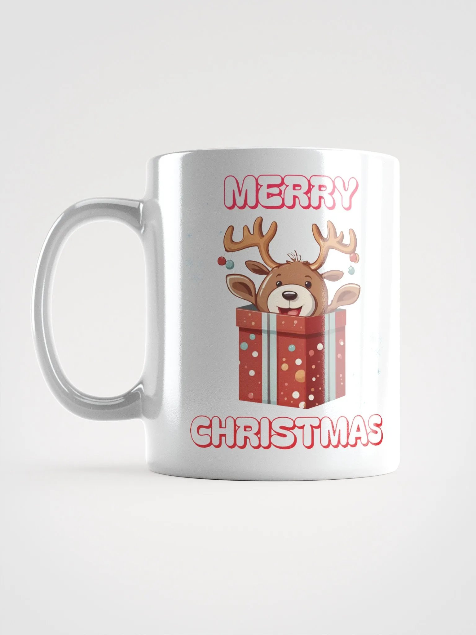 Adorable Baby Reindeer Wishing All A Merry Christmas White Mug product image (18)