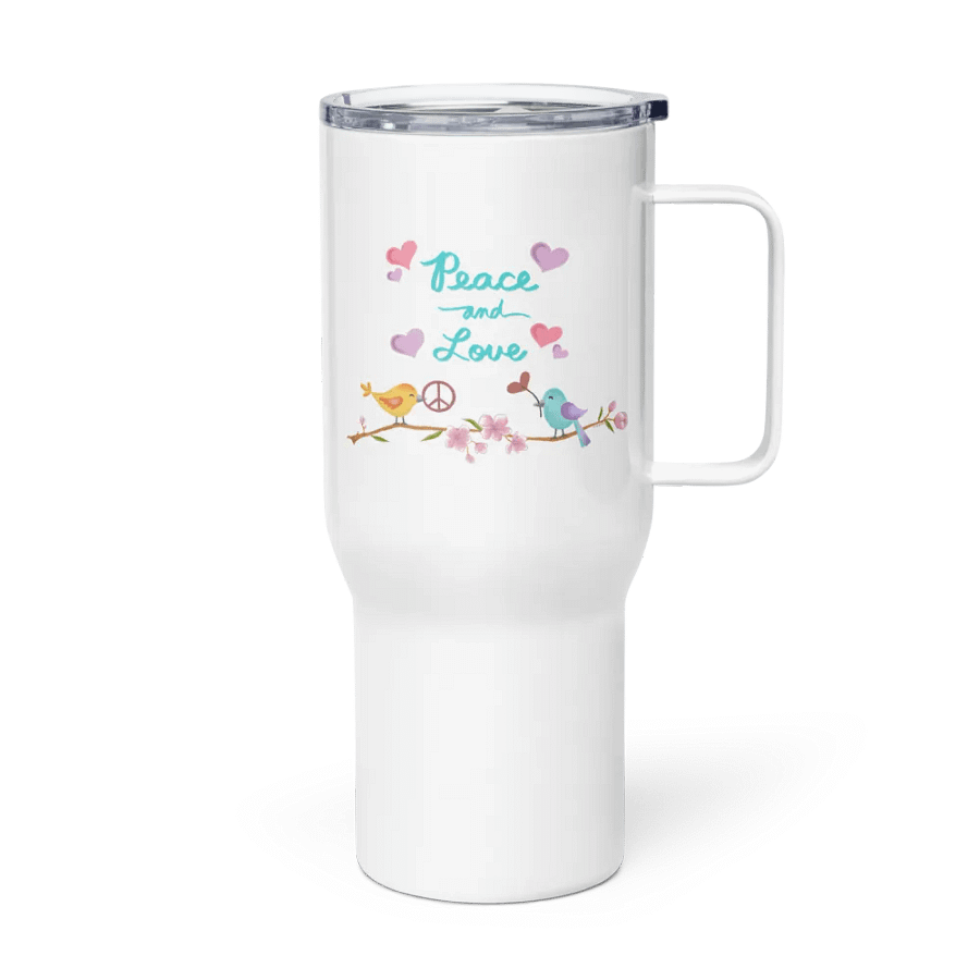 Peace and Love Travel Mug with Handle product image (3)