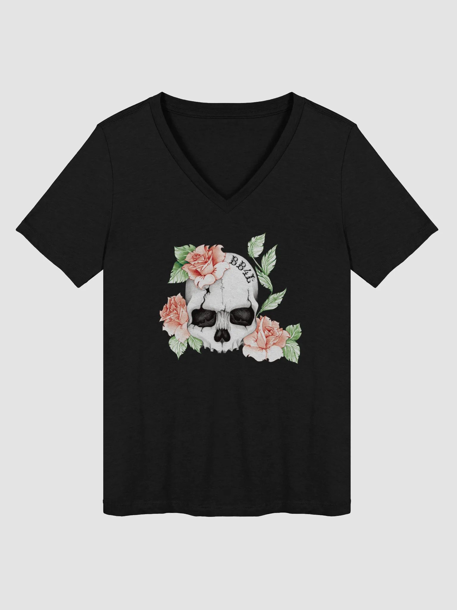 BB4L Skull & Roses Women's V-Neck Tee product image (15)