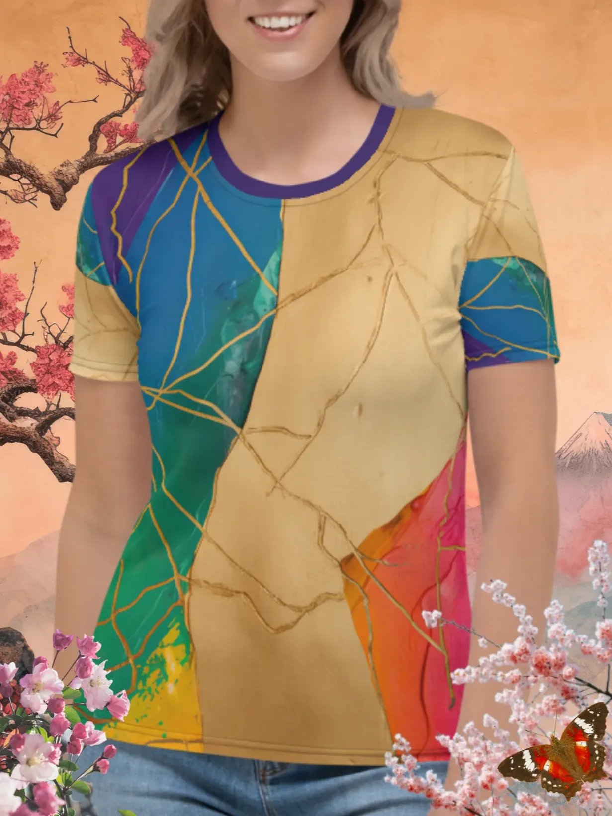 Elegant Kintsugi Print T-Shirt product image (1)