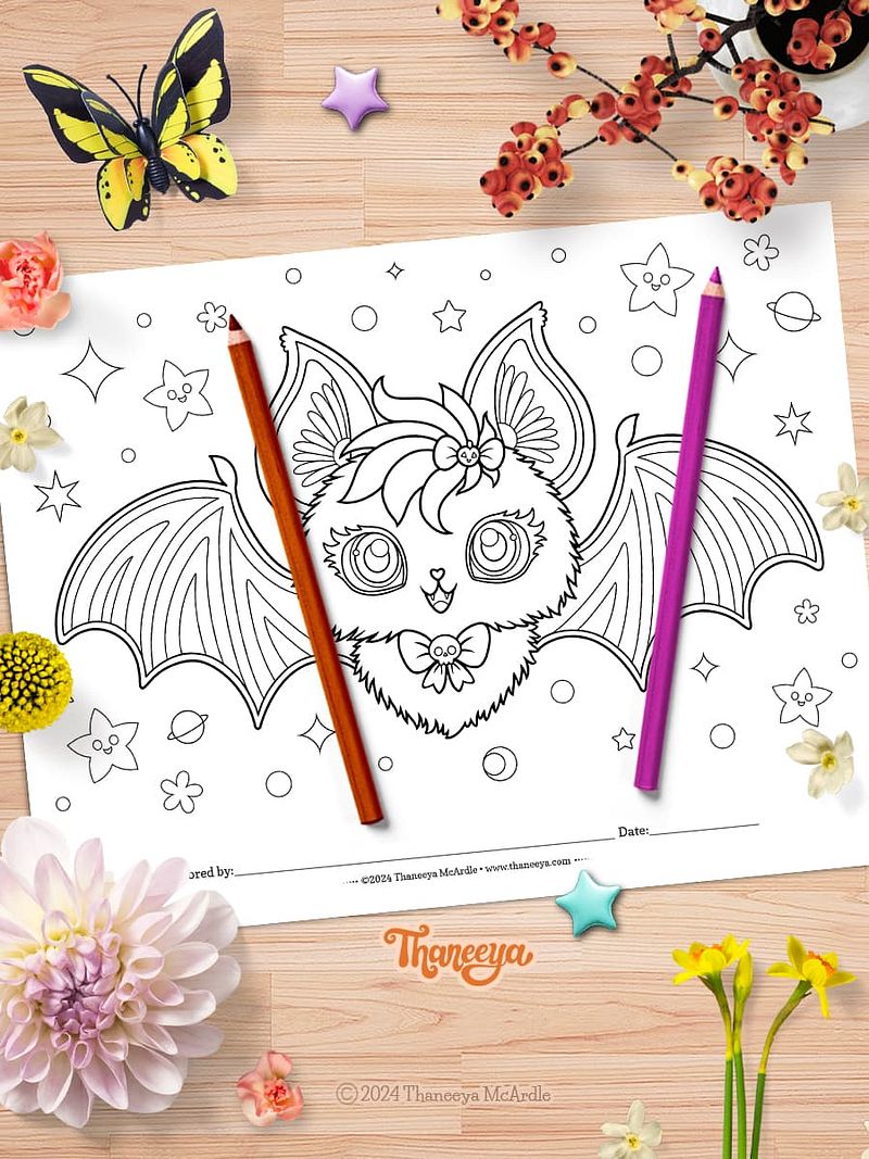 Cat-Bat - Single Coloring Page