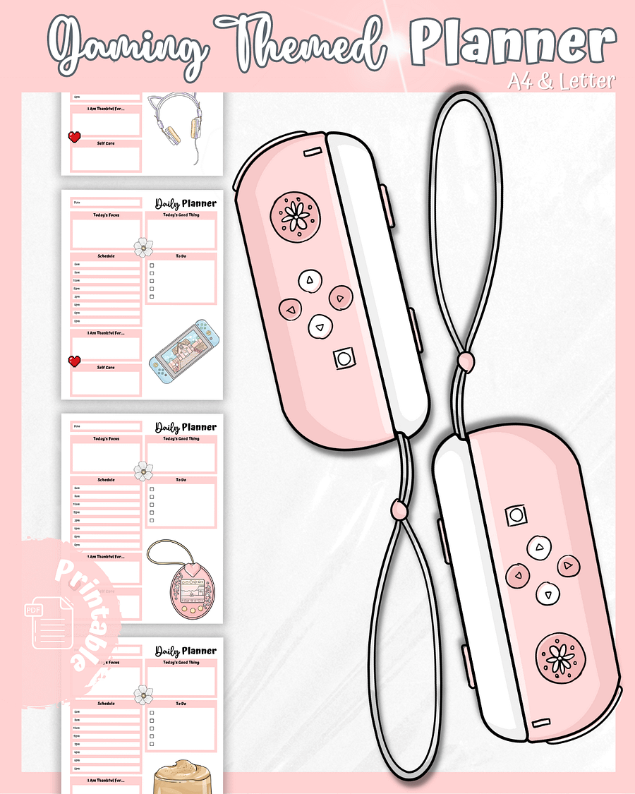 Pink Printable Planner - Gamer Themed product image (1)