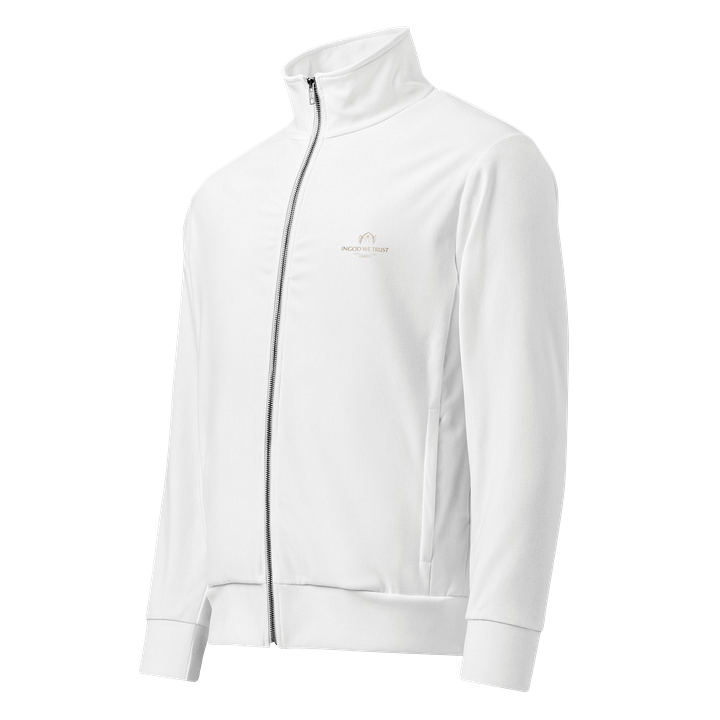 "Quiet Declaration" Zipper Jacket | Minimalist Christian Outerwear | Subtle Faith Embroidery | Premium White Hoodie Coat product image (1)