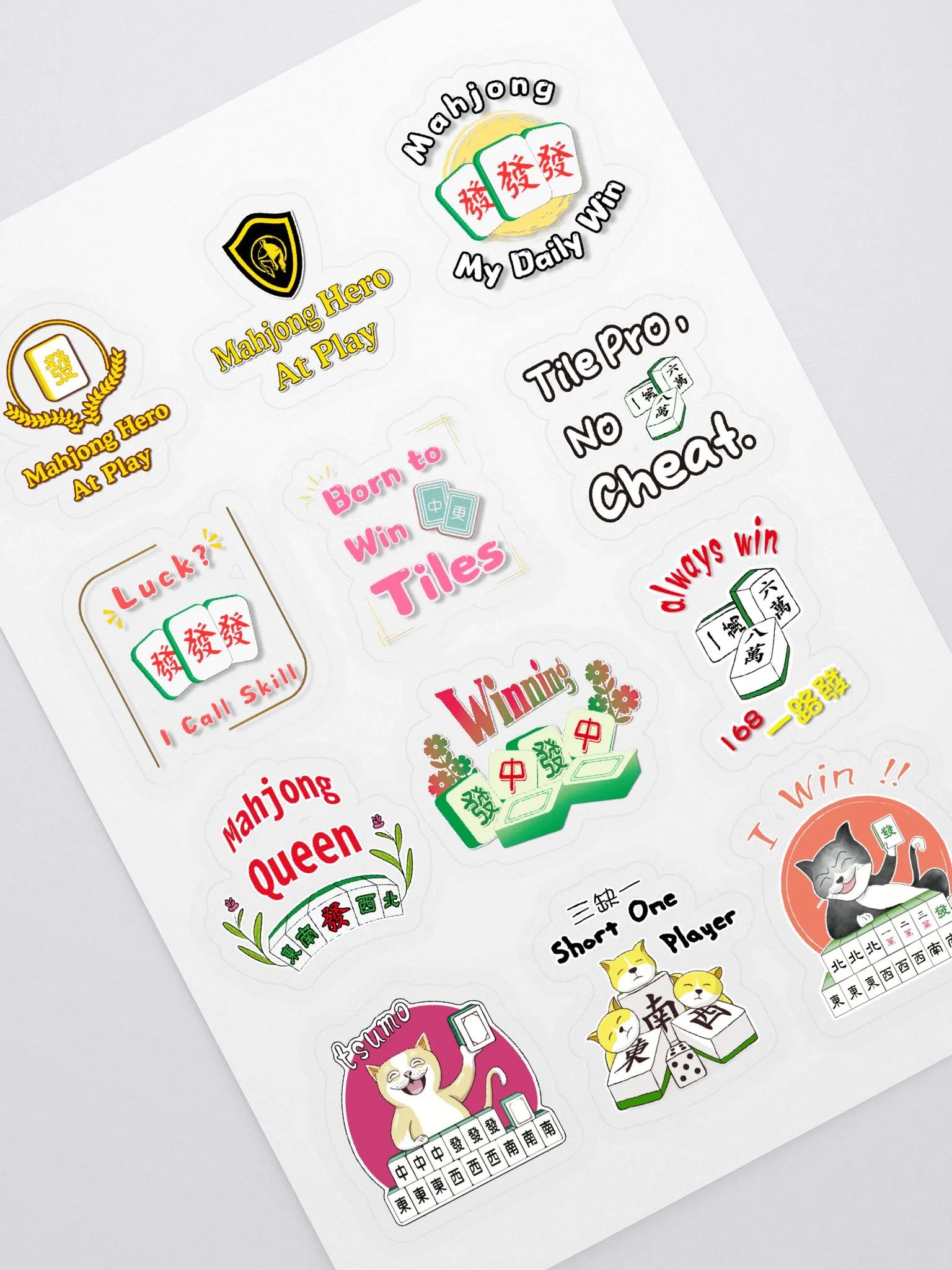 Mahjong Gift_12-piece Mahjong Sticker Set product image (1)