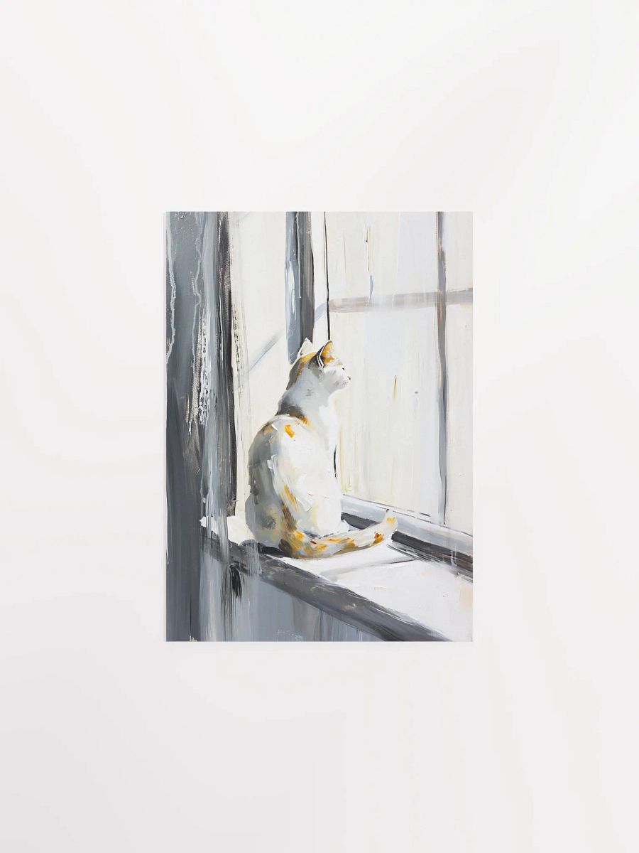 Contemplative Cat Window View Poster product image (1)