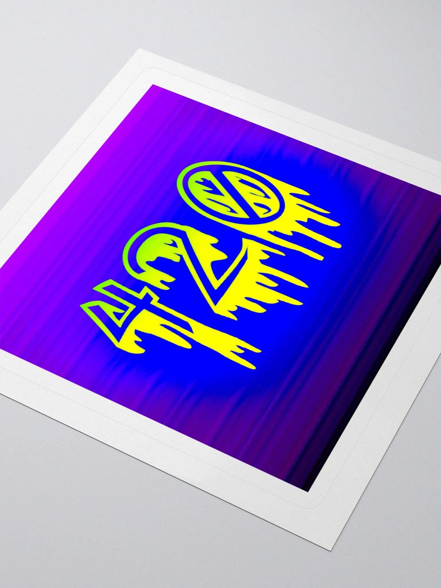 Horror Happy 420 Stoner Sticker, Blue Yellow Purple Creepy Dripping Weed Art product image (3)
