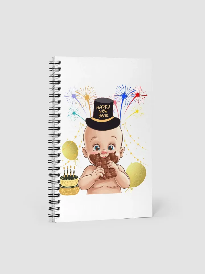 Baby New Year Eating Chocolate Spiral Notebook product image (1)