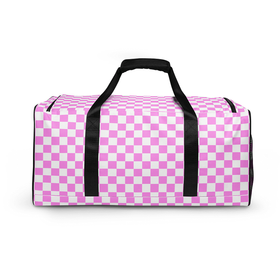 Checkered! Pastel Pink and White Checkers Duffel Bag product image (4)
