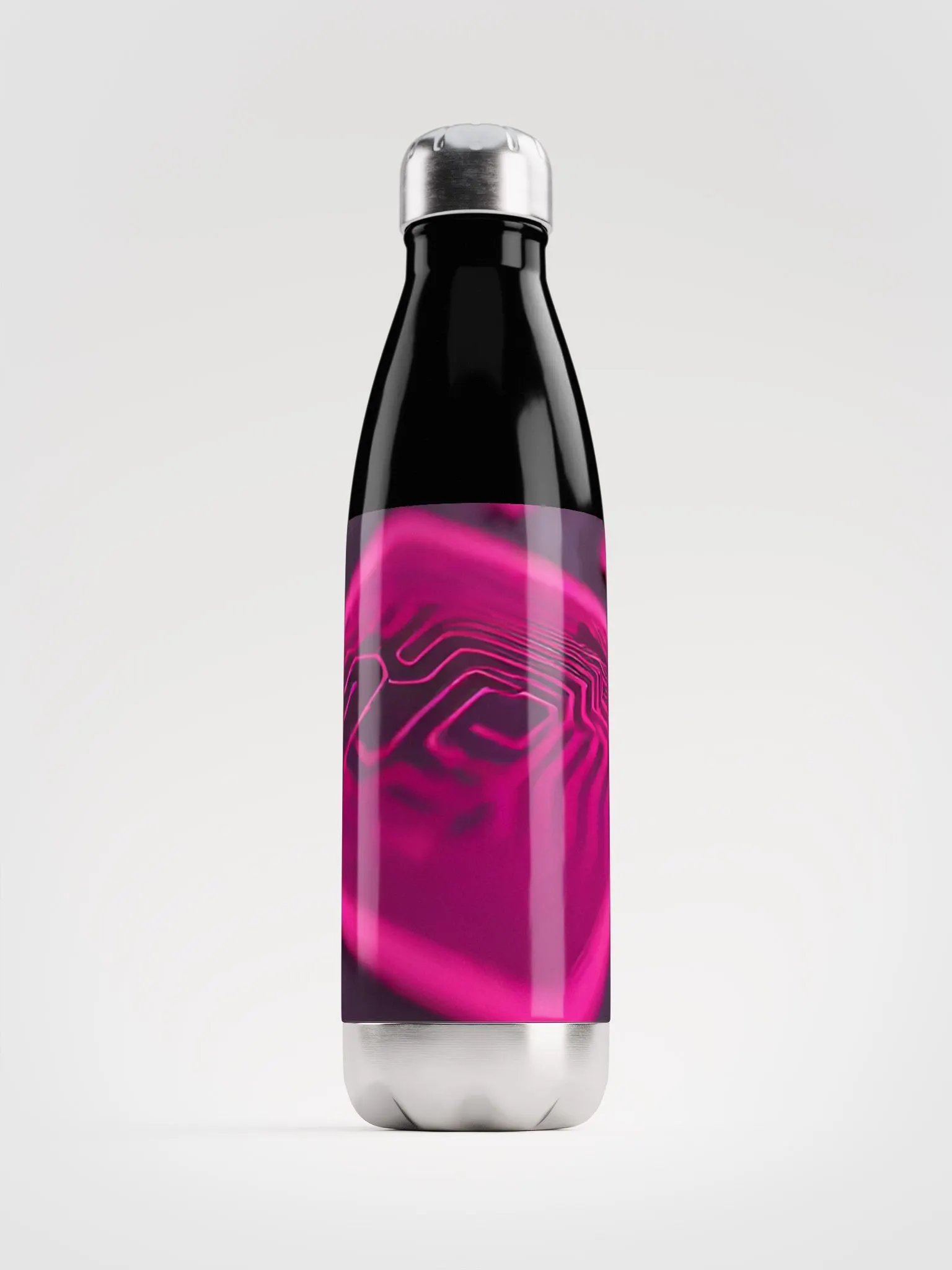 Electric Pink Circuitry Stainless Steel Water Bottle product image (1)