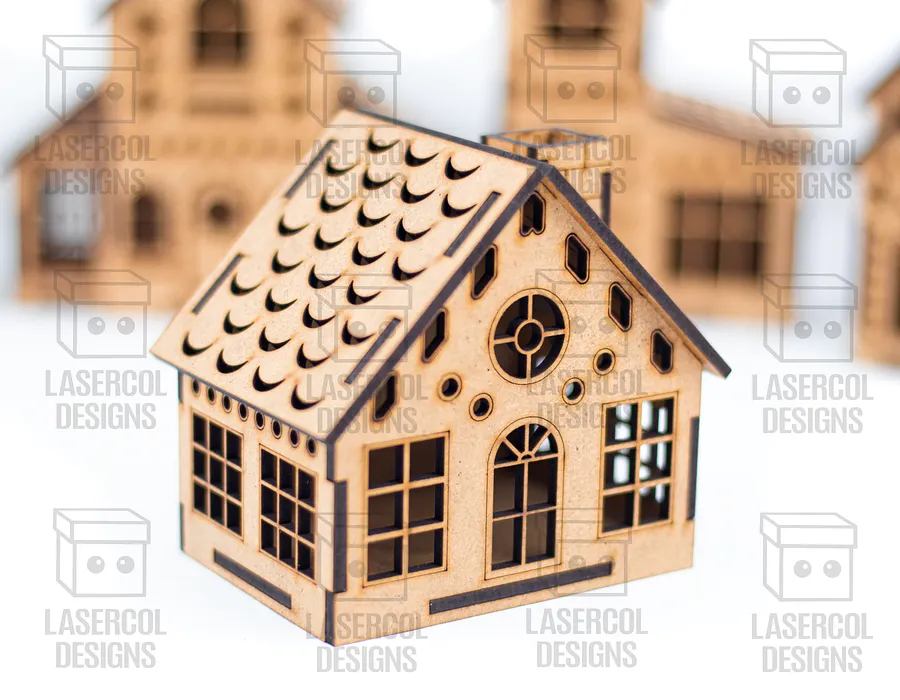 Christmas Houses Set 2 (5 Styles) - Laser Cut Files product image (9)