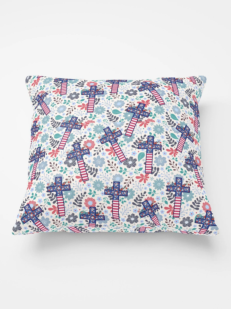 Floral Patriotic Cross Patterned Throw Pillow product image (3)