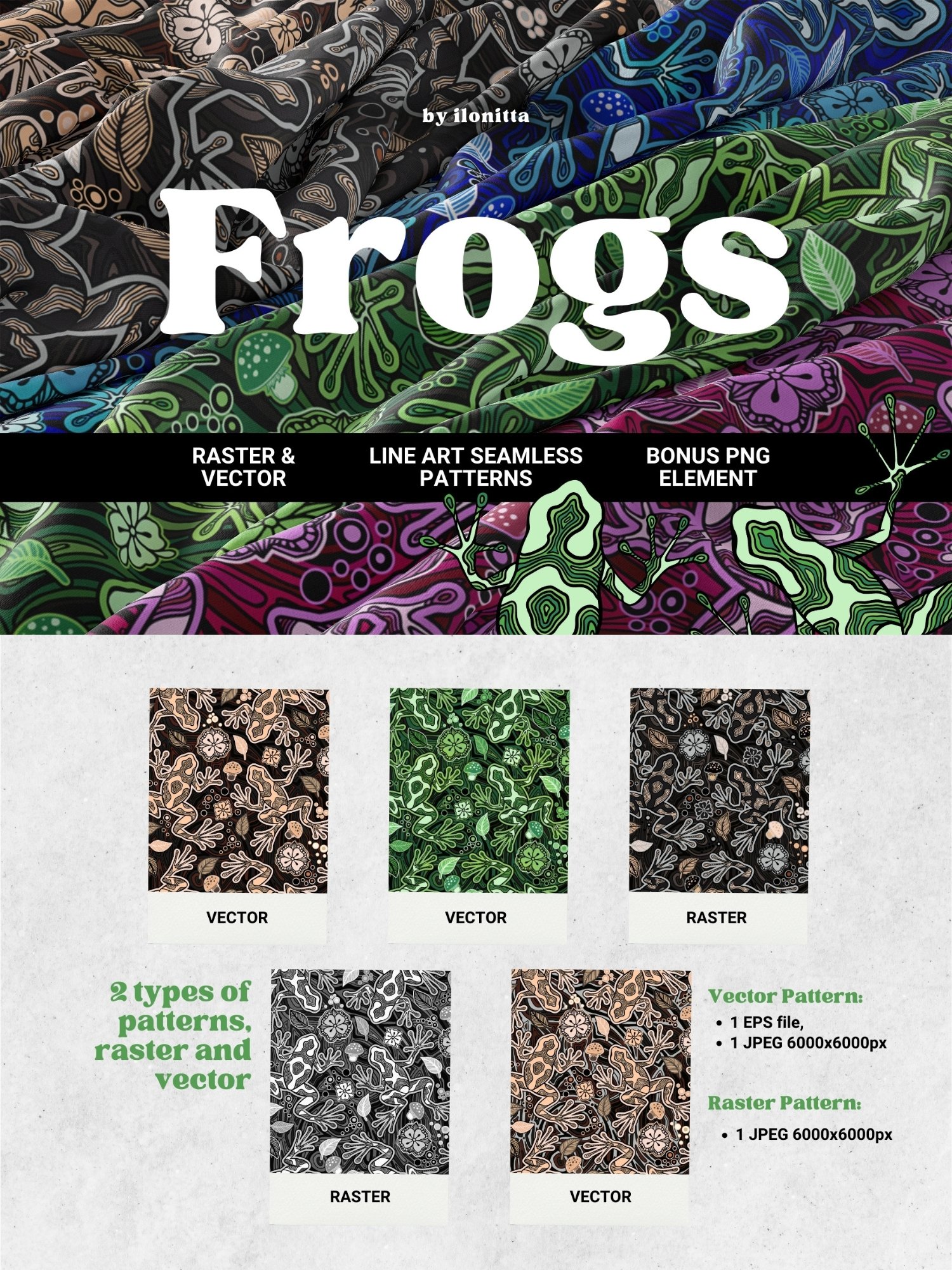 Magic Frogs Line Art Patterns product image (1)