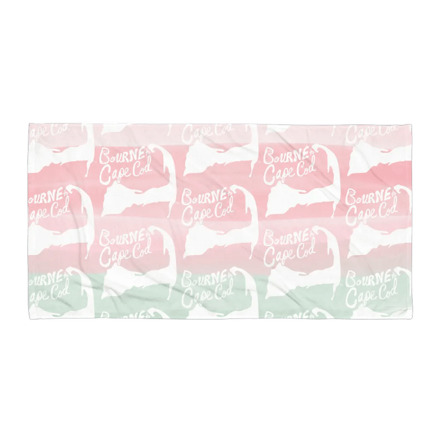 BOURNE to Cape Cod™ | Coastal Classic Beach Towel | All-Over Logo Print | White Logo on Pastel Ombre product image (2)