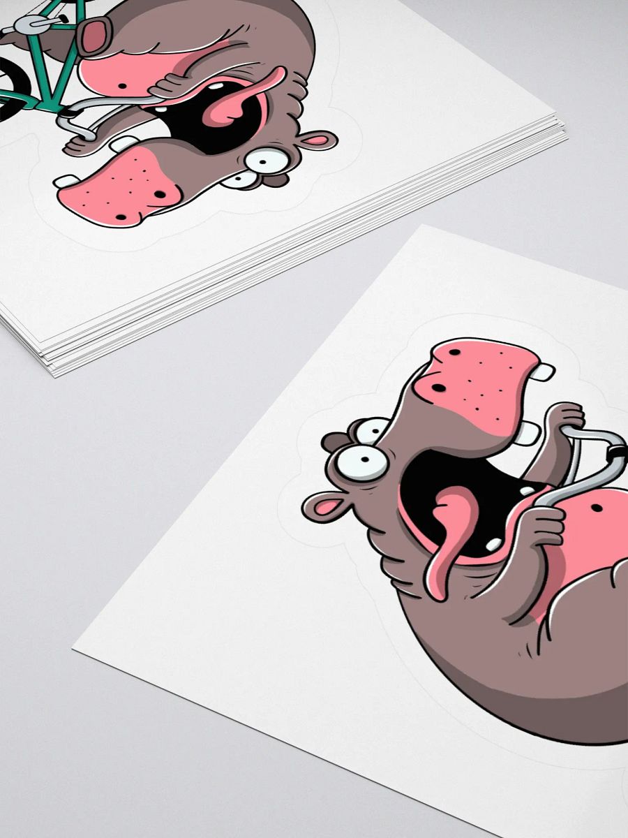 Hippo BMX Sticker – Funny Cartoon Hippo on Bike | Whimsical Animal Vinyl Sticker for Cyclists & BMX Riders product image (4)