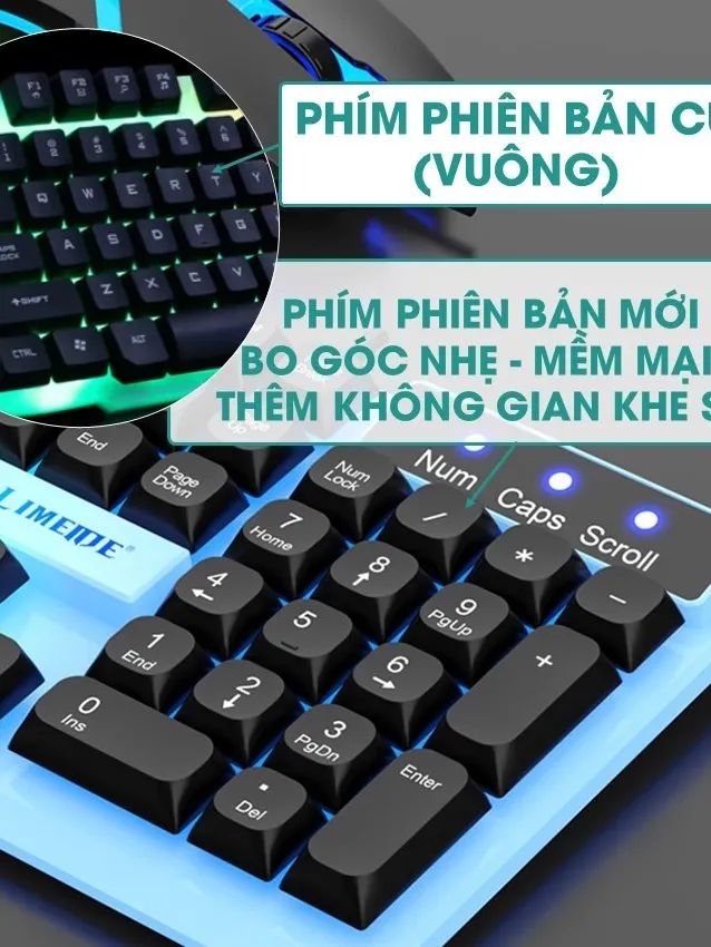 Bàn Phím Giả Cơ Kèm Chuột Máy Tính Có Dây Tích Hợp Đèn Led Bật Tắt | Phiên Bản Keycap Bo Góc Mới product image (7)