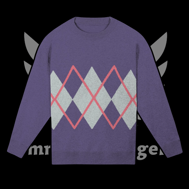 Argyle Purple Knitted Relaxed Sweater product image (1)