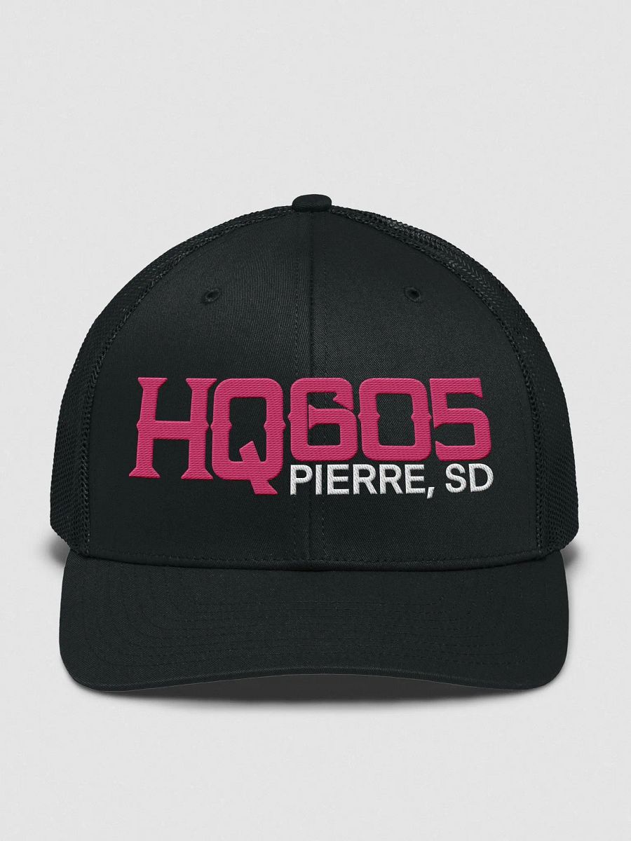 HQ605 Pink Logo Black Trucker Cap product image (1)