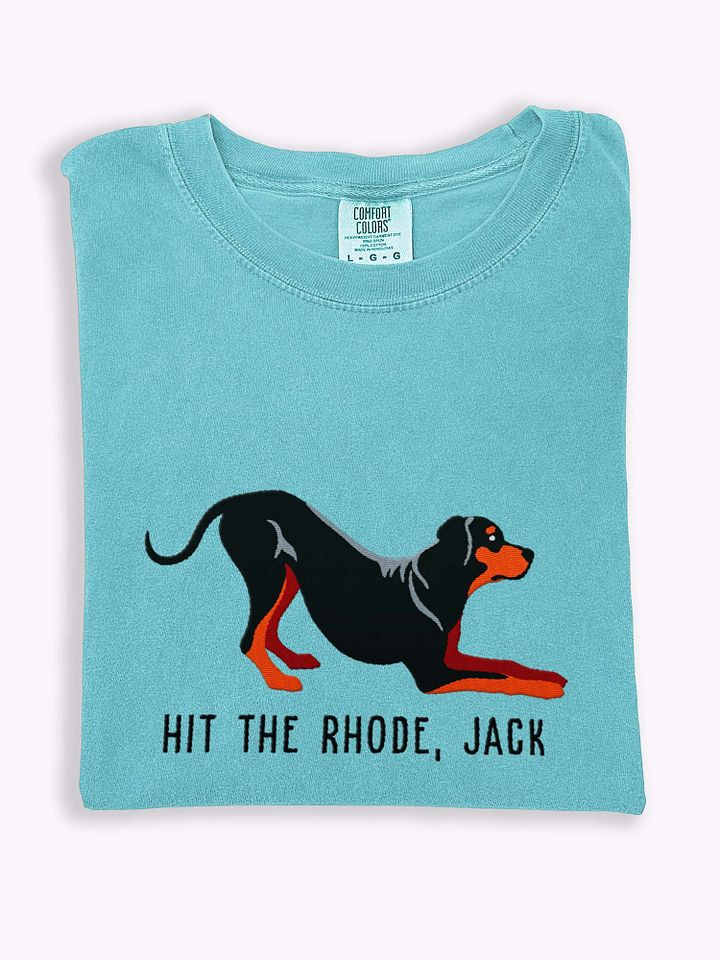 Hit the Rhode, Jack T-Shirt(Embroidered) of a Rhodesian Ridgeback(Black & Tan) product image (1)
